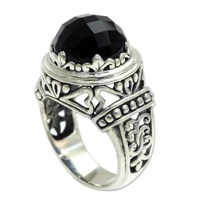 Alternate image for Onyx and Silver Cocktail Ring from Bali Midnight Queen