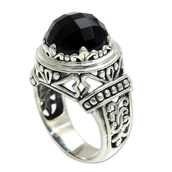 Alternate image for Onyx and Silver Cocktail Ring from Bali Midnight Queen