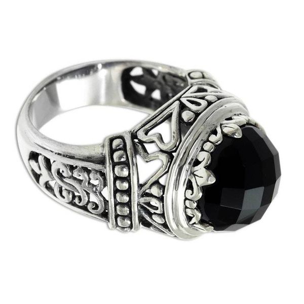 Alternate image for Onyx and Silver Cocktail Ring from Bali Midnight Queen