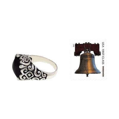 Alternate image for Onyx and Sterling Silver Cocktail Ring from Bali Temple Goddess