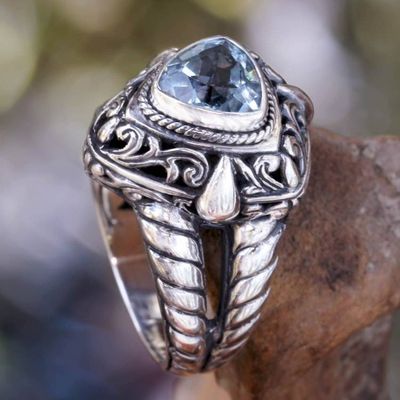 Primary image for Artisan Crafted Blue Topaz Cocktail Ring Sky Sorceress