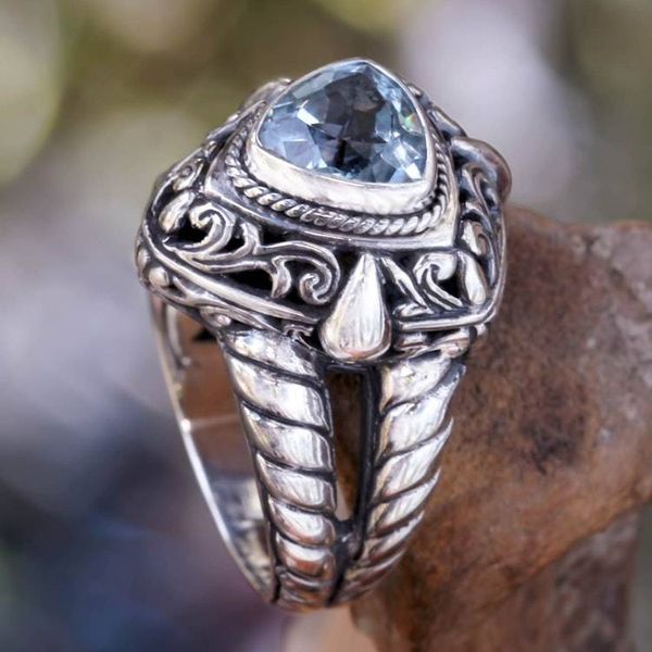 Alternate image for Artisan Crafted Blue Topaz Cocktail Ring Sky Sorceress