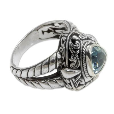 Alternate image for Artisan Crafted Blue Topaz Cocktail Ring Sky Sorceress