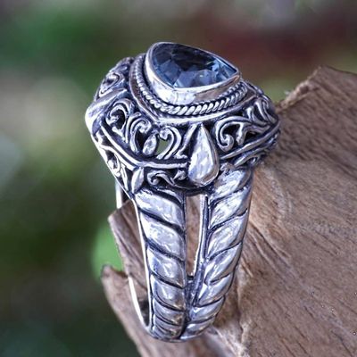 Alternate image for Artisan Crafted Blue Topaz Cocktail Ring Sky Sorceress