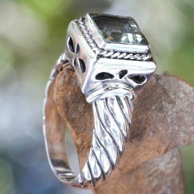Primary image for Mens Prasiolite and Sterling Silver Ring from Bali Valiance