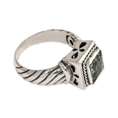 Alternate image for Mens Prasiolite and Sterling Silver Ring from Bali Valiance