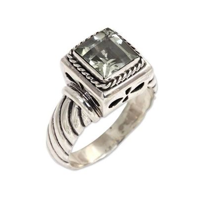 Alternate image for Mens Prasiolite and Sterling Silver Ring from Bali Valiance