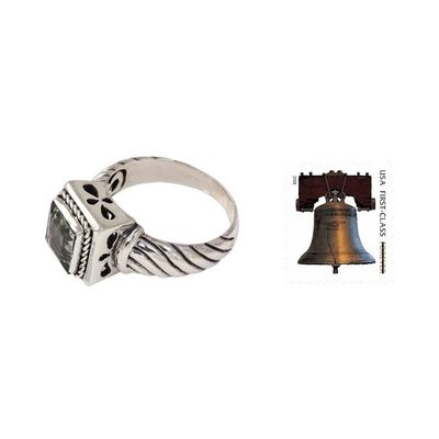Alternate image for Mens Prasiolite and Sterling Silver Ring from Bali Valiance