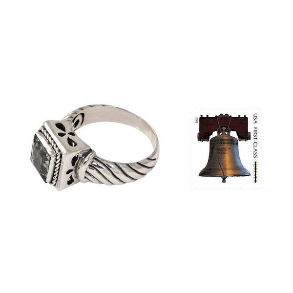 Alternate image for Mens Prasiolite and Sterling Silver Ring from Bali Valiance