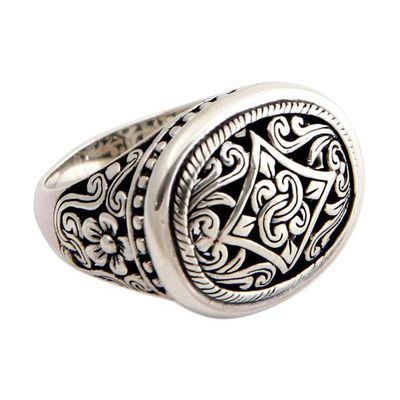 Alternate image for Unique Floral Sterling Silver Cocktail Ring Java Jasmine
