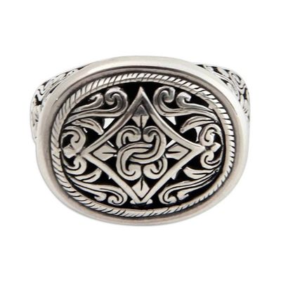 Alternate image for Unique Floral Sterling Silver Cocktail Ring Java Jasmine