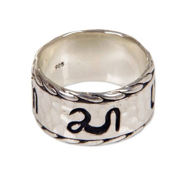 Alternate image for Handmade Engraved 925 Sterling Silver Ring from Bali Bali Script