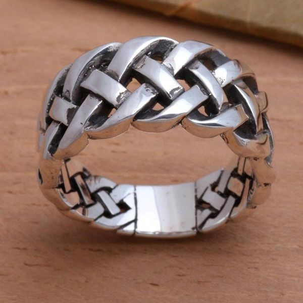 Alternate image for Bold Braided Sterling Silver Ring Handcrafted in Bali Bright Braid