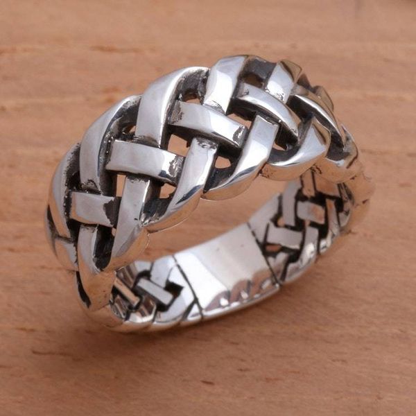Alternate image for Bold Braided Sterling Silver Ring Handcrafted in Bali Bright Braid