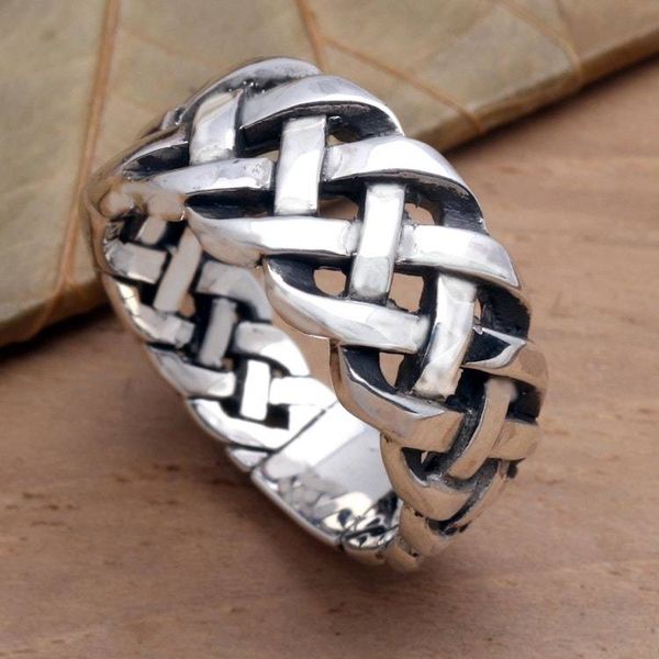 Alternate image for Bold Braided Sterling Silver Ring Handcrafted in Bali Bright Braid