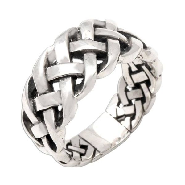 Alternate image for Bold Braided Sterling Silver Ring Handcrafted in Bali Bright Braid