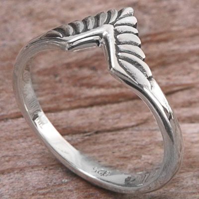 Alternate image for Hand Made Sterling Silver Band Ring from Indonesia Dove Wing