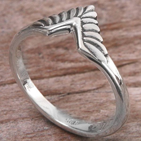 Alternate image for Hand Made Sterling Silver Band Ring from Indonesia Dove Wing