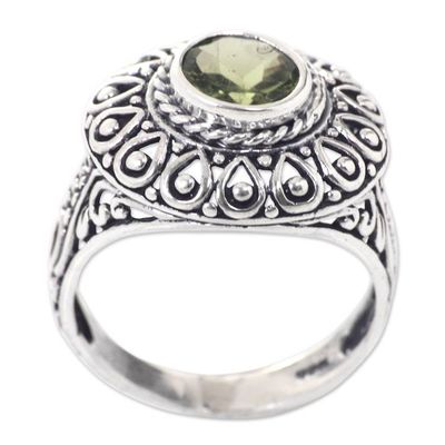 Alternate image for Sterling Silver and Peridot Bali Artisanal Ring Jatiluwih