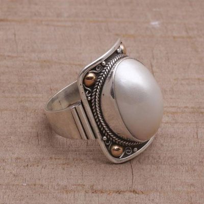 Primary image for Gold Accent Cultured Mabe Pearl Dome Ring from Bali Palace of Moonlight