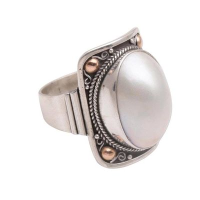 Alternate image for Gold Accent Cultured Mabe Pearl Dome Ring from Bali Palace of Moonlight