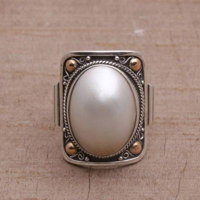 Alternate image for Gold Accent Cultured Mabe Pearl Dome Ring from Bali Palace of Moonlight