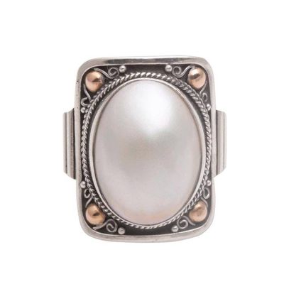 Alternate image for Gold Accent Cultured Mabe Pearl Dome Ring from Bali Palace of Moonlight