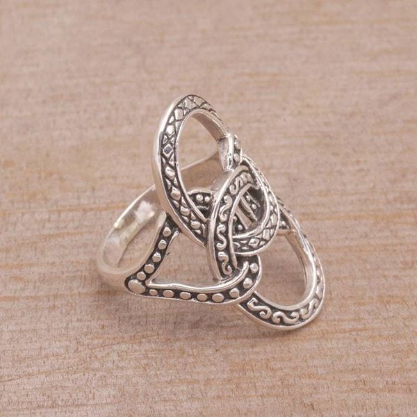 Alternate image for Artisan Crafted Silver Cocktail Ring with Oxidized Accents Confluence