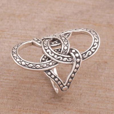 Alternate image for Artisan Crafted Silver Cocktail Ring with Oxidized Accents Confluence