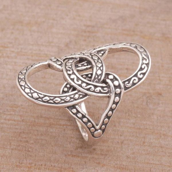 Alternate image for Artisan Crafted Silver Cocktail Ring with Oxidized Accents Confluence
