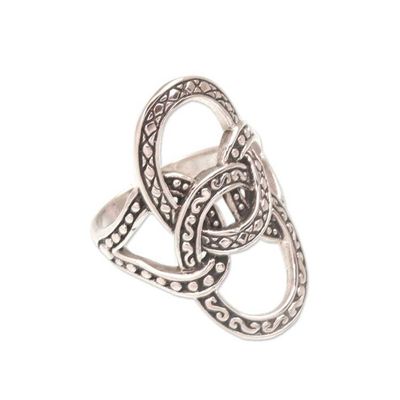 Alternate image for Artisan Crafted Silver Cocktail Ring with Oxidized Accents Confluence