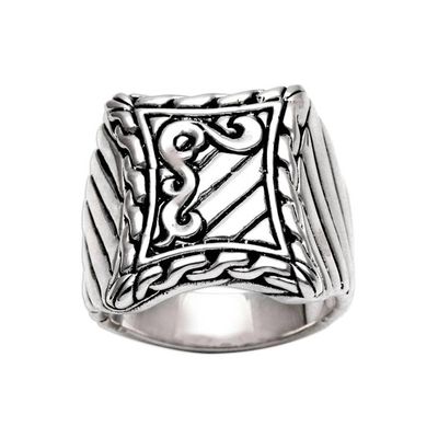 Alternate image for Handcrafted Mens Sterling Silver Signet Ring Royal Fern