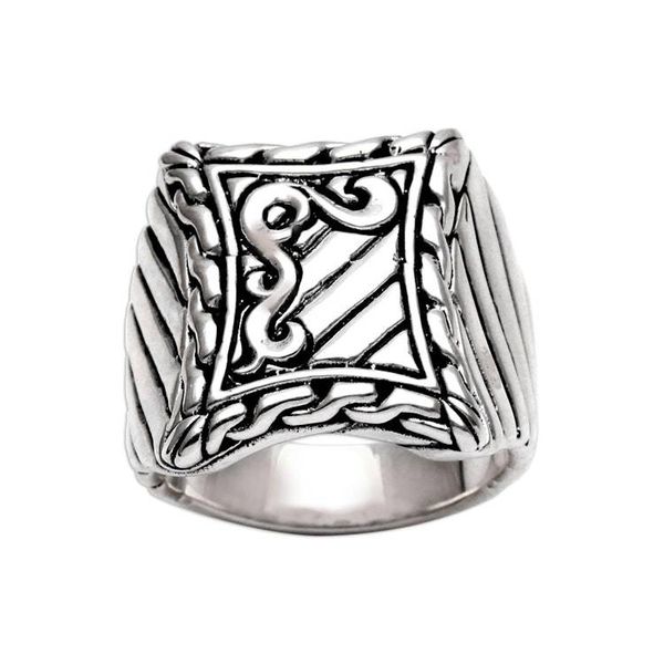 Alternate image for Handcrafted Mens Sterling Silver Signet Ring Royal Fern