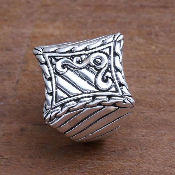 Alternate image for Handcrafted Mens Sterling Silver Signet Ring Royal Fern