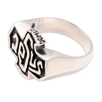 Alternate image for Oxidized Sterling Silver Mens Jesus Ring Jesus