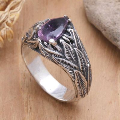 Primary image for Leafy Cocktail Ring with One-Carat Amethyst Gemstone Leafy Wisdom