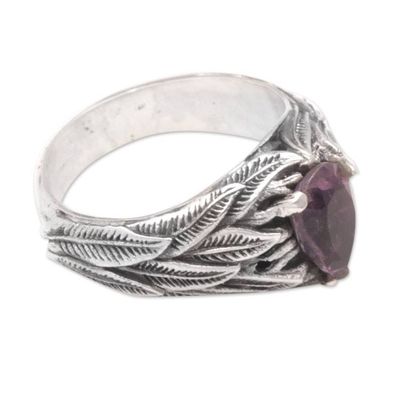 Alternate image for Leafy Cocktail Ring with One-Carat Amethyst Gemstone Leafy Wisdom