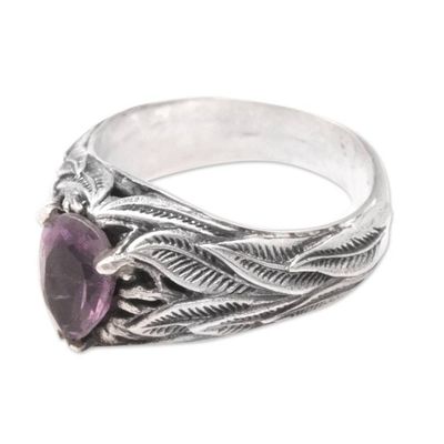 Alternate image for Leafy Cocktail Ring with One-Carat Amethyst Gemstone Leafy Wisdom