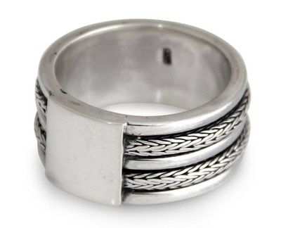 Alternate image for Mens Unique Sterling Silver Band Ring Valiant
