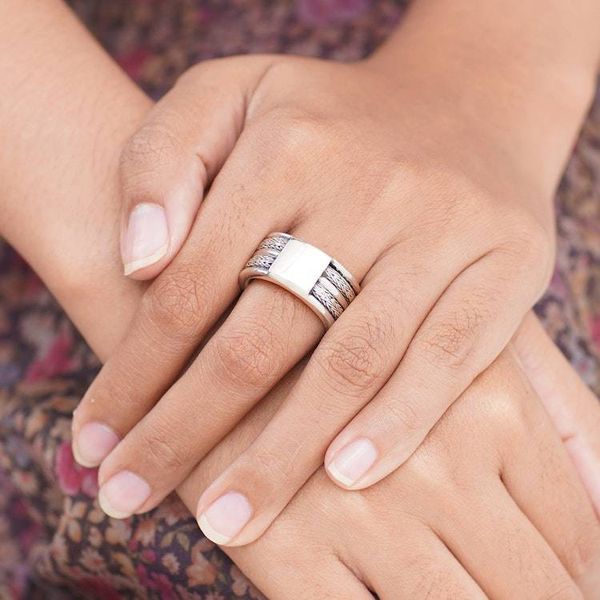 Alternate image for Mens Unique Sterling Silver Band Ring Valiant