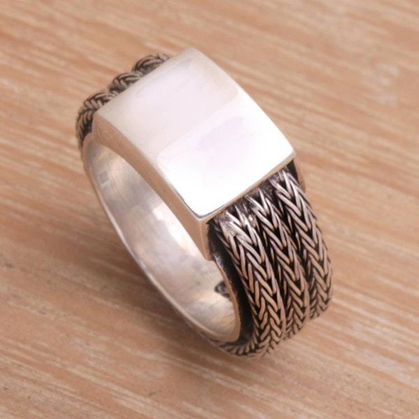 Alternate image for Mens Sterling Silver Band Ring Gallant Dragon