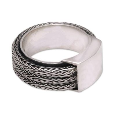 Alternate image for Mens Sterling Silver Band Ring Gallant Dragon