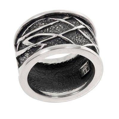 Alternate image for Unisex Indonesian Sterling Silver Band Ring Jakarta Warrior