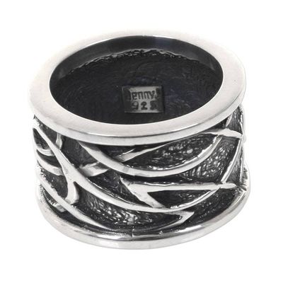 Alternate image for Unisex Indonesian Sterling Silver Band Ring Jakarta Warrior