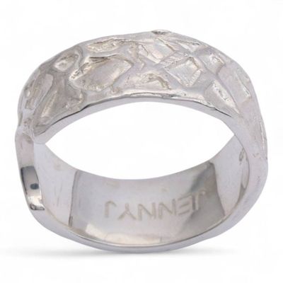 Alternate image for Modern Sterling Silver Band Ring with Textured Finish Scales of Splendor