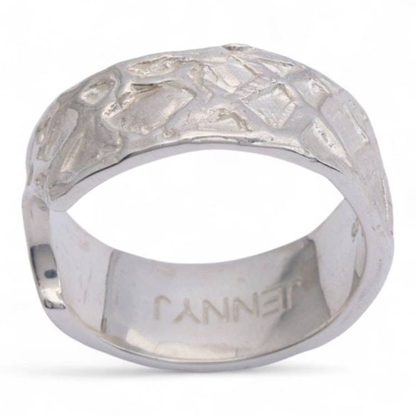 Alternate image for Modern Sterling Silver Band Ring with Textured Finish Scales of Splendor