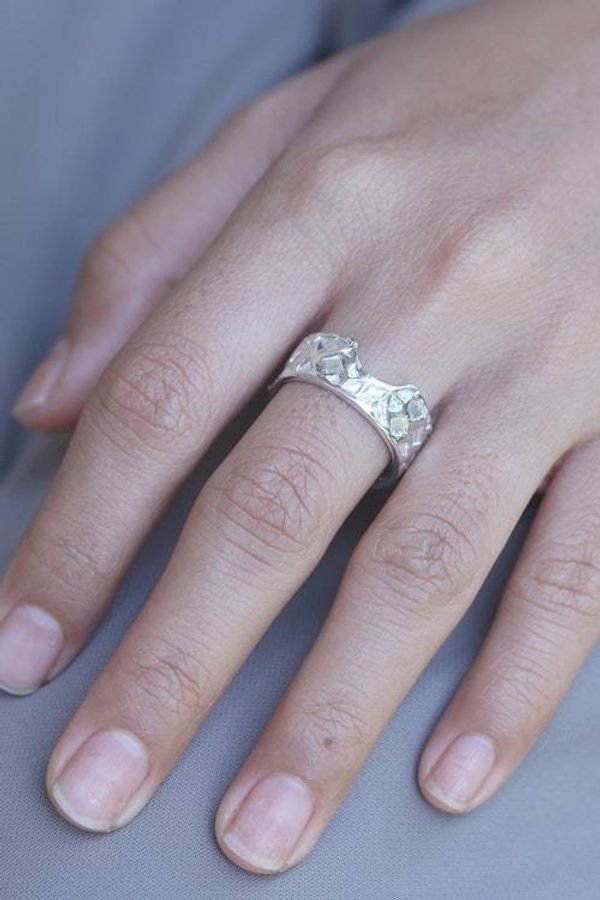 Alternate image for Modern Sterling Silver Band Ring with Textured Finish Scales of Splendor