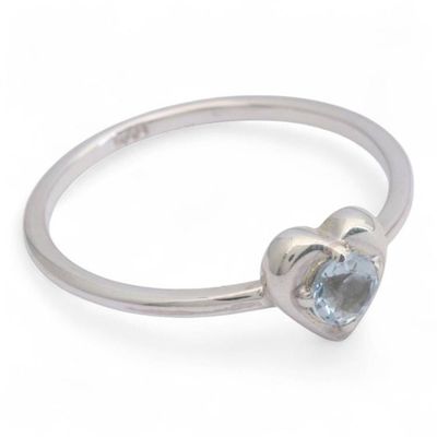 Alternate image for Heart-Themed Blue Topaz Sterling Silver Band from Java United by Love