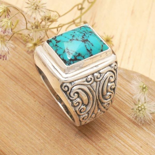 Alternate image for Unisex Sterling Silver and Reconstituted Turquoise Ring Sky Crown