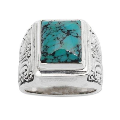 Alternate image for Unisex Sterling Silver and Reconstituted Turquoise Ring Sky Crown